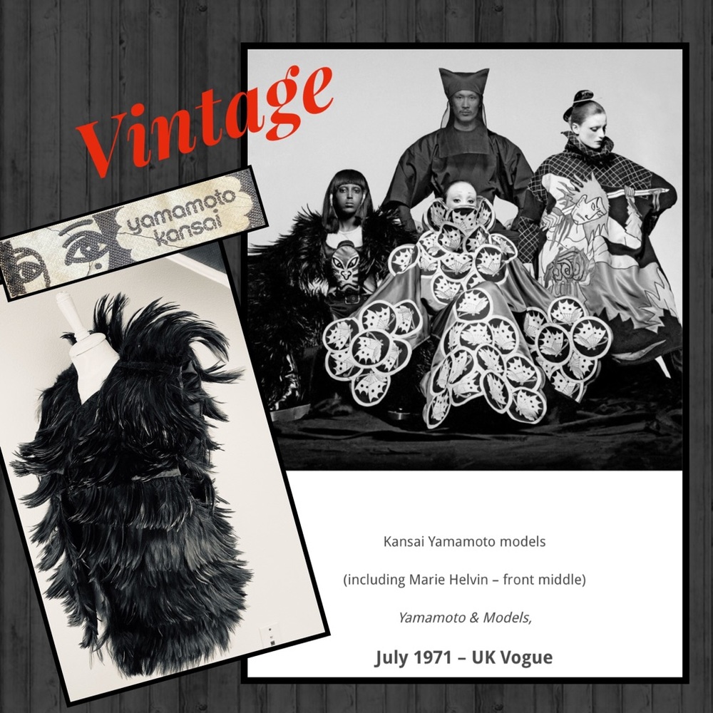 70’s RARE VINTAGE! Featured in UK VOGUE Kansai Yamamoto Feather Jacket/Vest